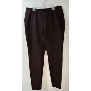 J. Jill Ponte brown houndstooth leggings stretchy waist size Large #41-1036